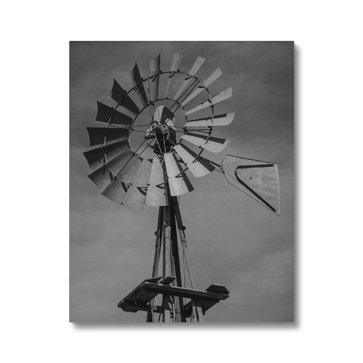 B&W Windmill Vertical Canvas