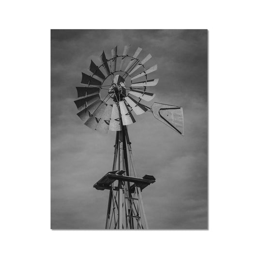 B&W Windmill Vertical Photo Art Print